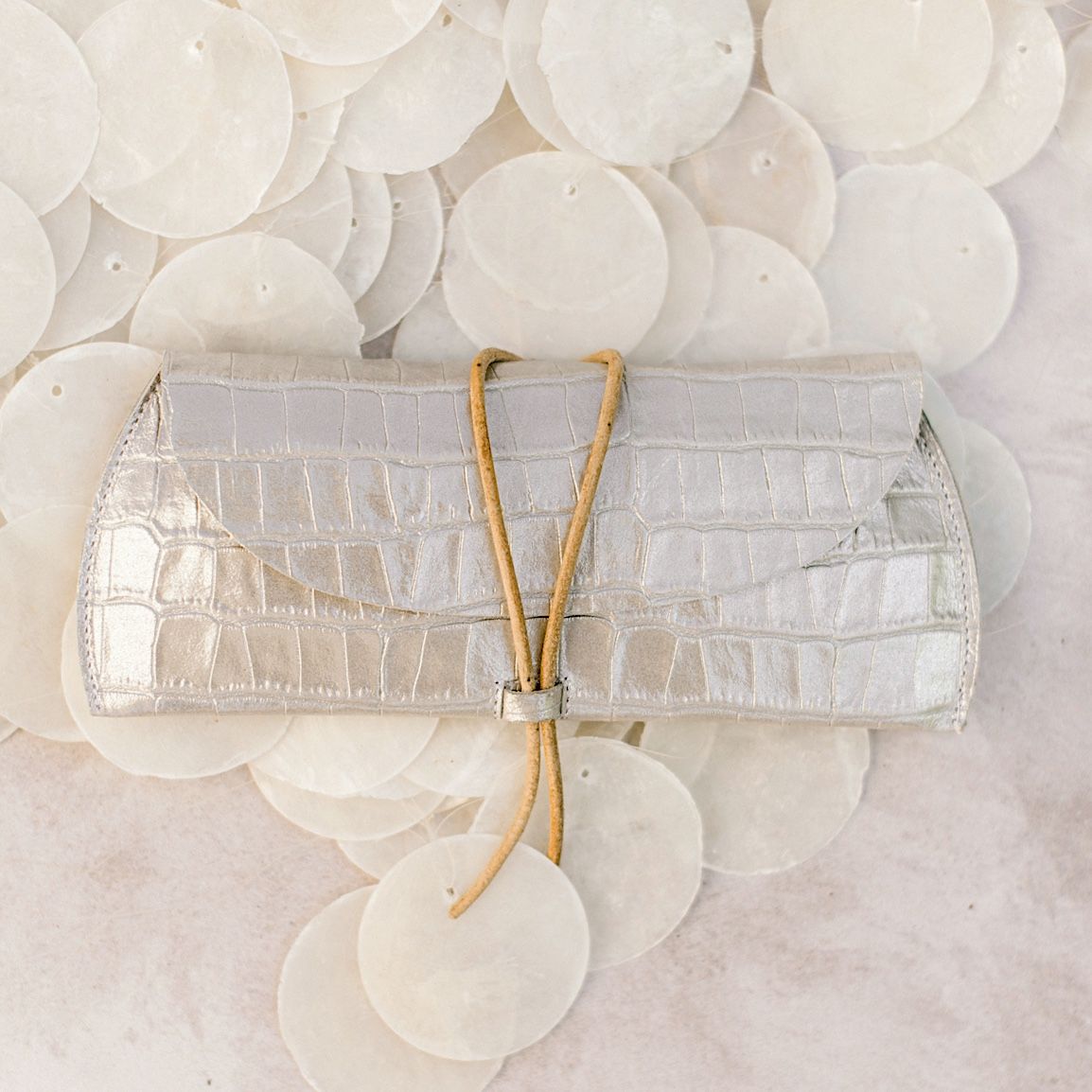 Sunglass Case in Silver Croc